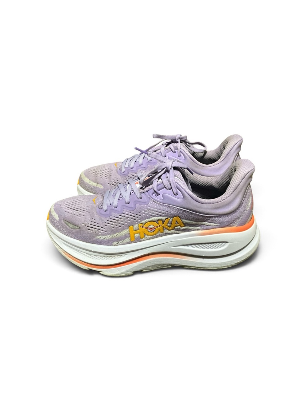 Hoka Bondi 9 Women's Lavender and Orange Accent Athletic Sneakers size 8.5